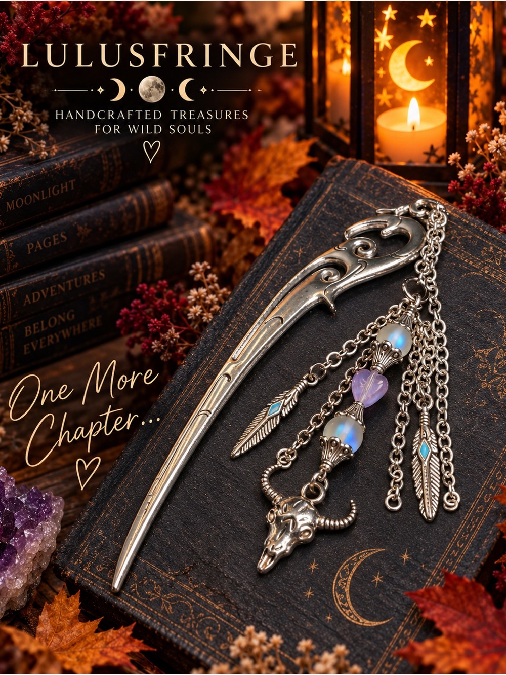 Bookmark & Hair Pin • Bull Skull Feather Charms • Boho Western
• Artisan - Picture 5 of 14